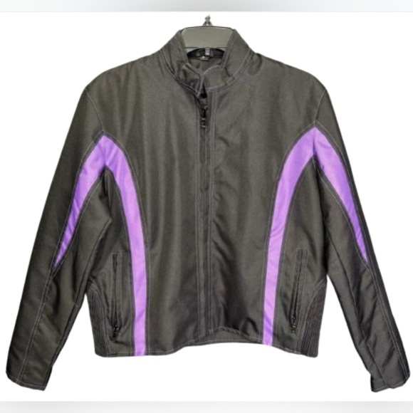 Zony Jacket Womens Small Black/Purple Motorcycle Riding Moto Removable Lining - Picture 1 of 9